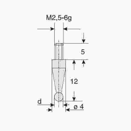 KÄFER końcówka pomiarowa kulkowa Ø2,0mm długość 12mm stalowa 852.415 